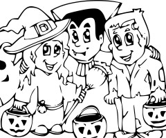 Coloriage famille halloween