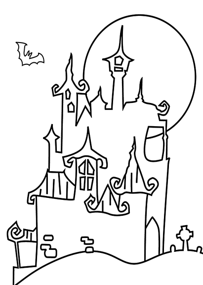 Coloriage chateau halloween