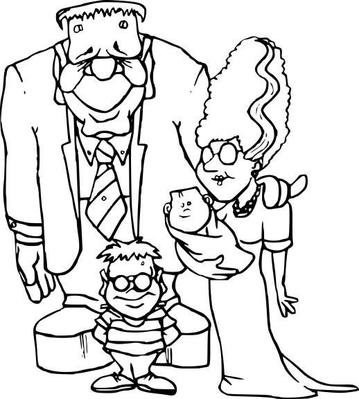 Coloriage famille Frankenstein