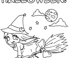 Coloriage sorciere manga halloween