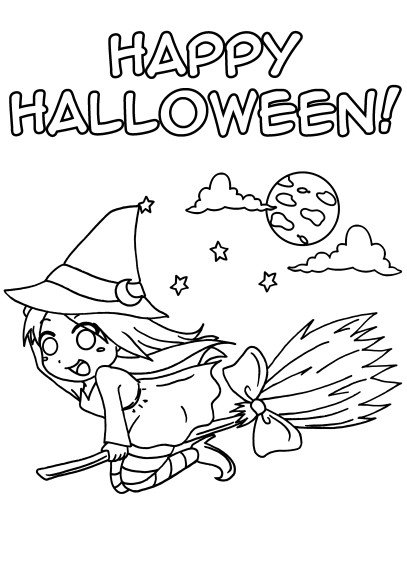 Coloriage sorciere manga halloween