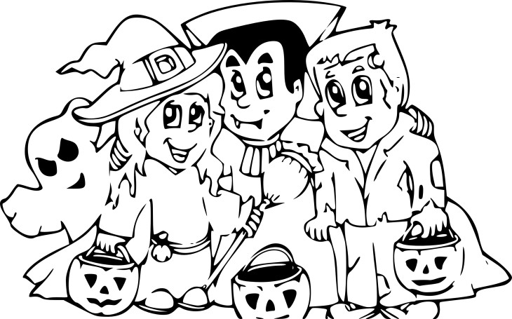Coloriage famille halloween