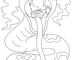 Coloriage serpent mange garçon