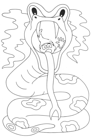 Coloriage serpent mange garçon