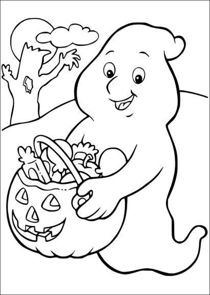 Coloriage fantôme avec des bonbons